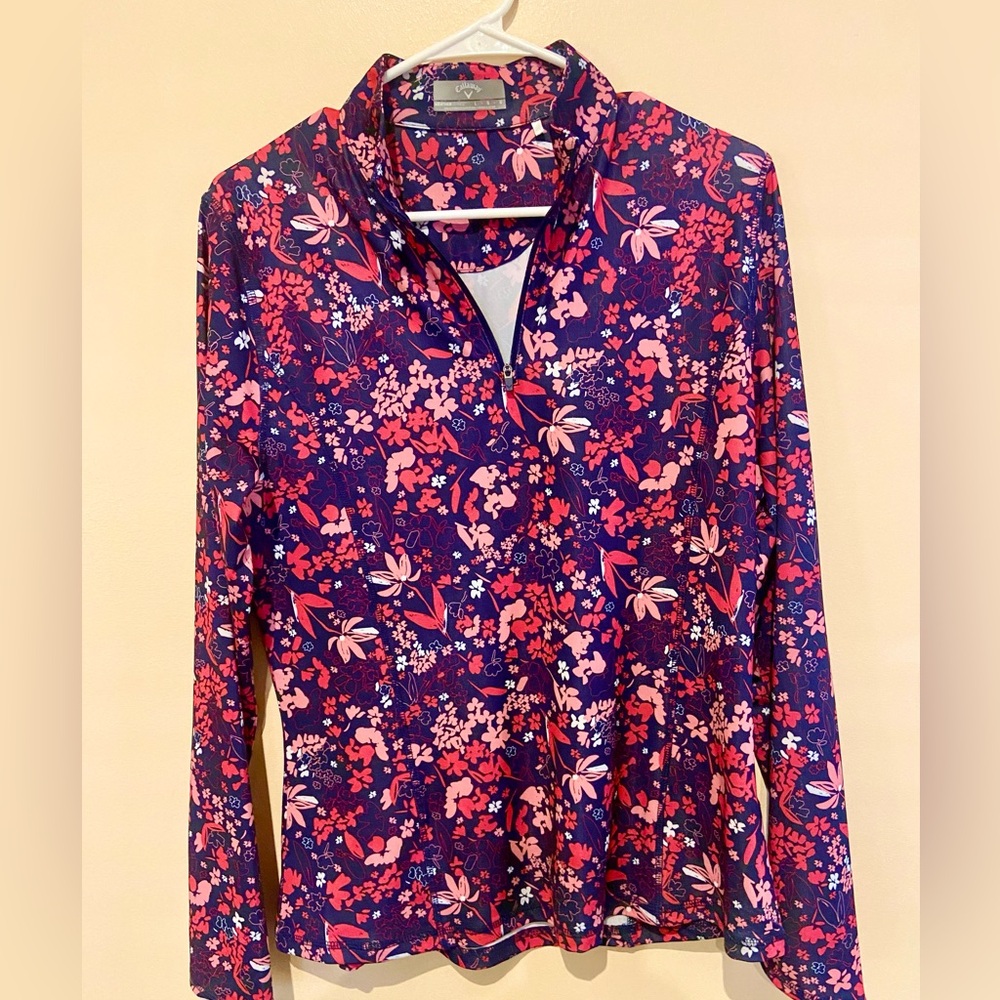 Callaway Golf Quarter-zip pink navy floral size